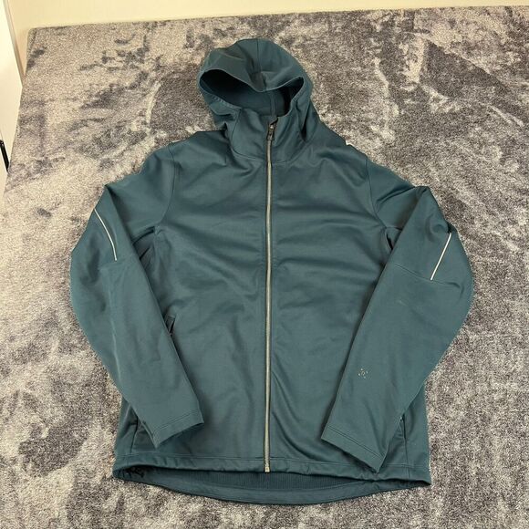 Lululemon Fleece Softshell Jacket Men's XL Teal Blue Hooded Full Zip Athletic - Picture 1 of 15